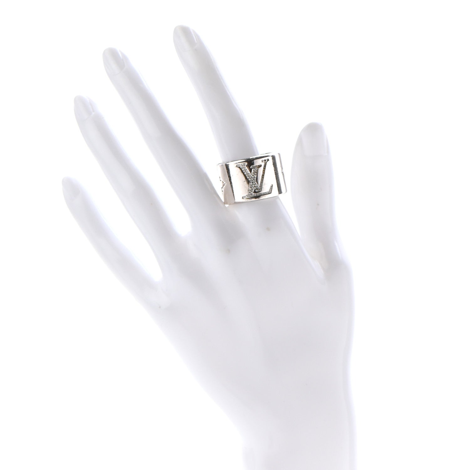 Louis Vuitton Crystal LV Strass Ring M Silver 2 of 8