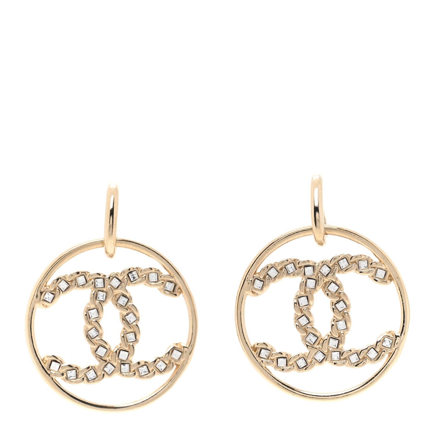 Chanel Baguette Crystal High Society CC Drop Earrings Gold 1 of 5