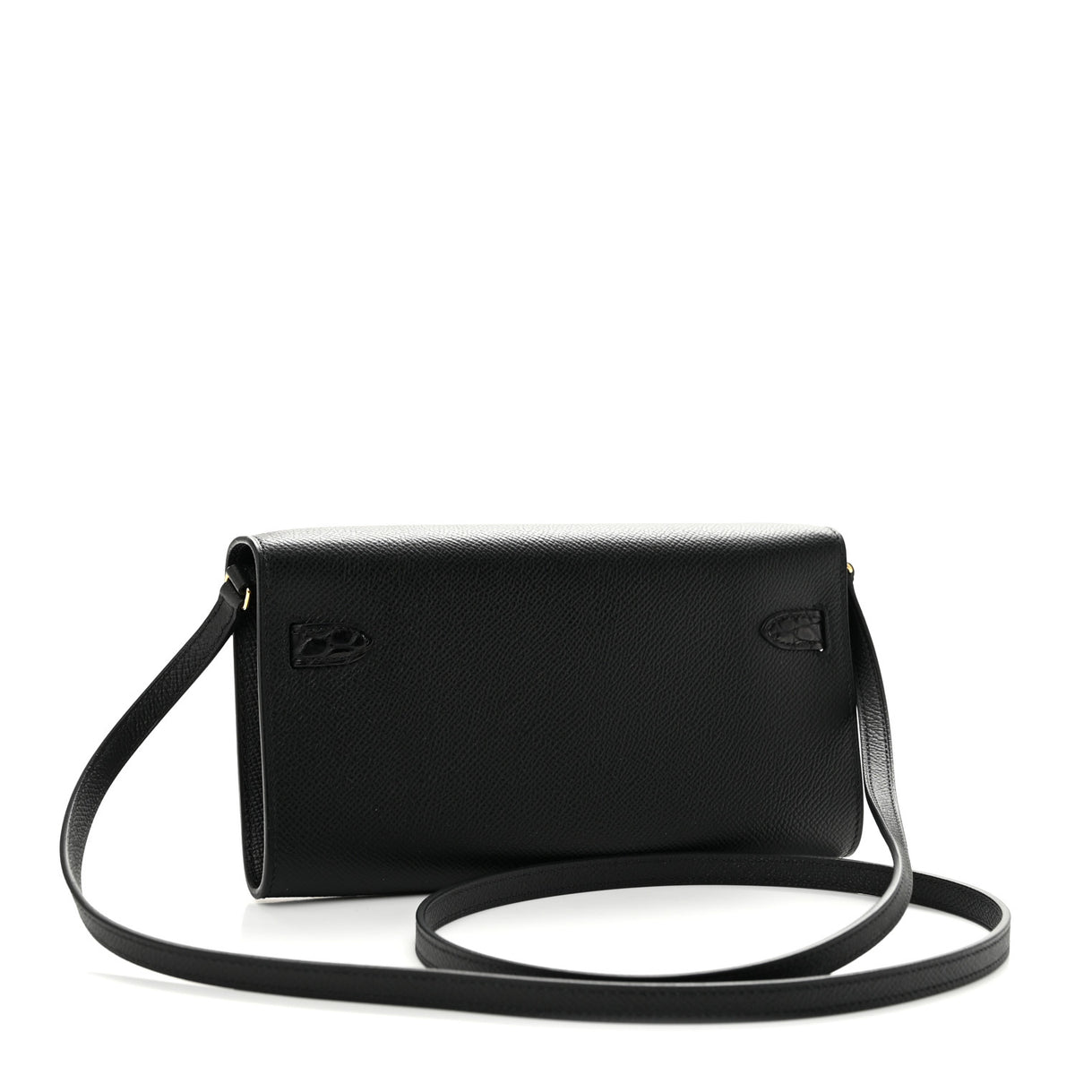 Hermes Epsom Matte Alligator Touch Kelly Wallet To Go Black 3 of 12