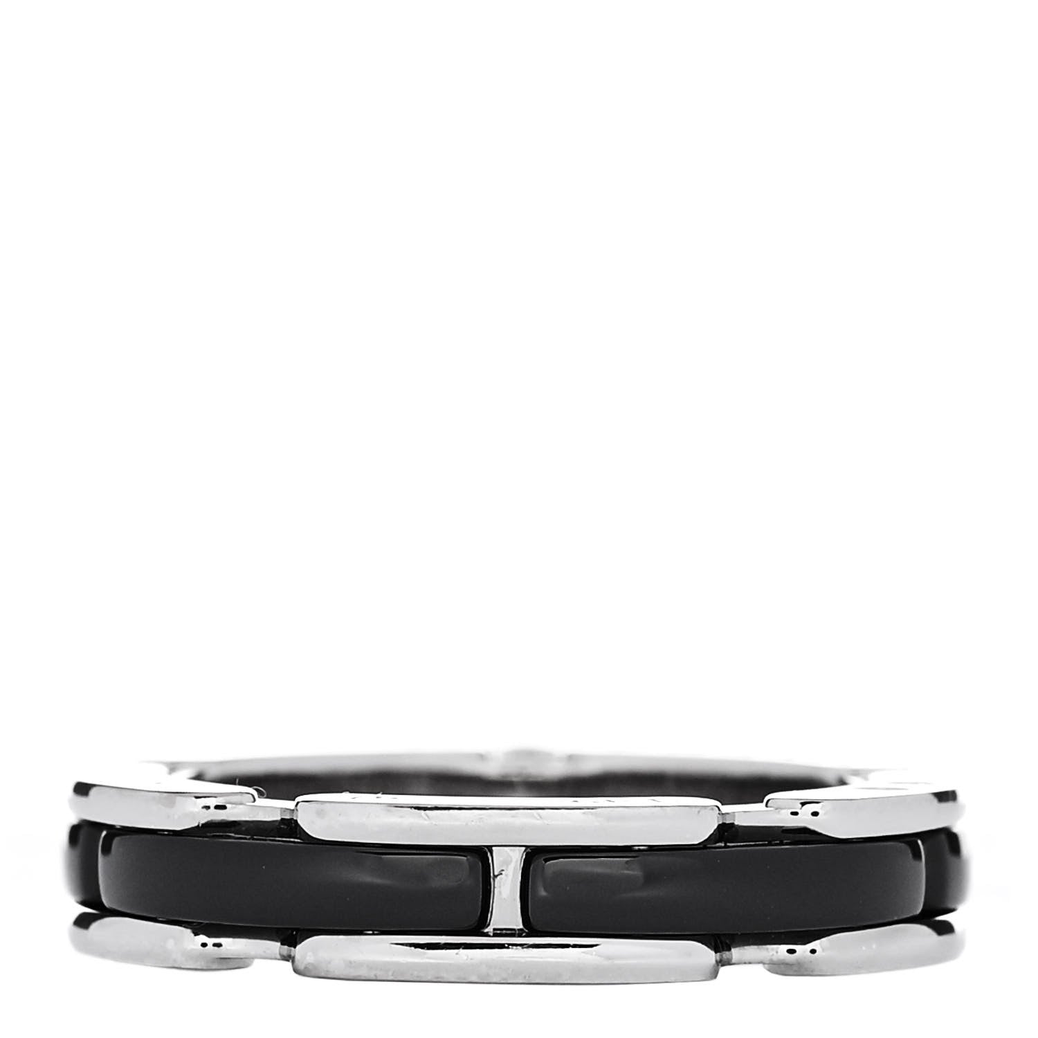 Chanel 18K White Gold Ceramic Diamond Slim Ultra Ring 49 4.75 3 of 6