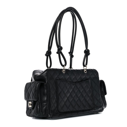 Chanel Calfskin Quilted Large Cambon Multipocket Reporter Black White 3 of 25