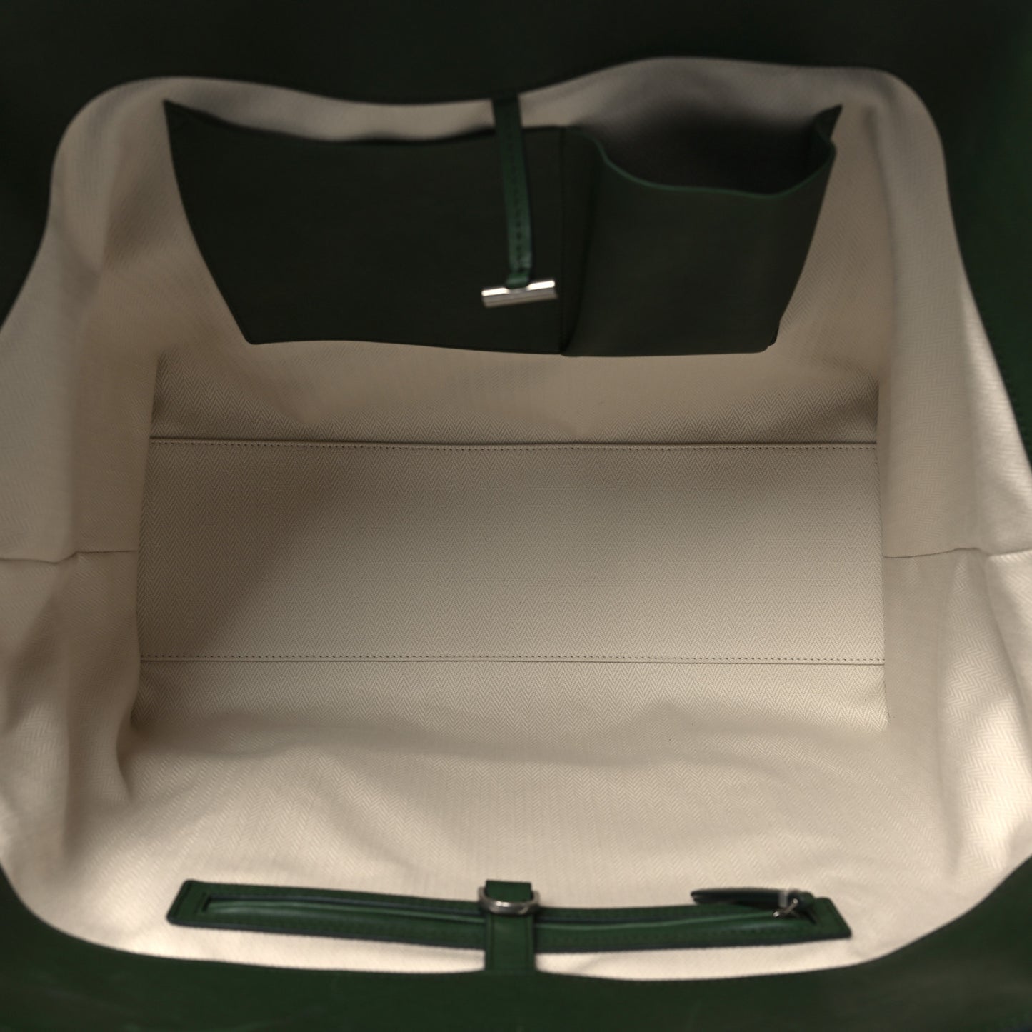 Polished Saddle Calfskin Marlo Tote Bag Moss