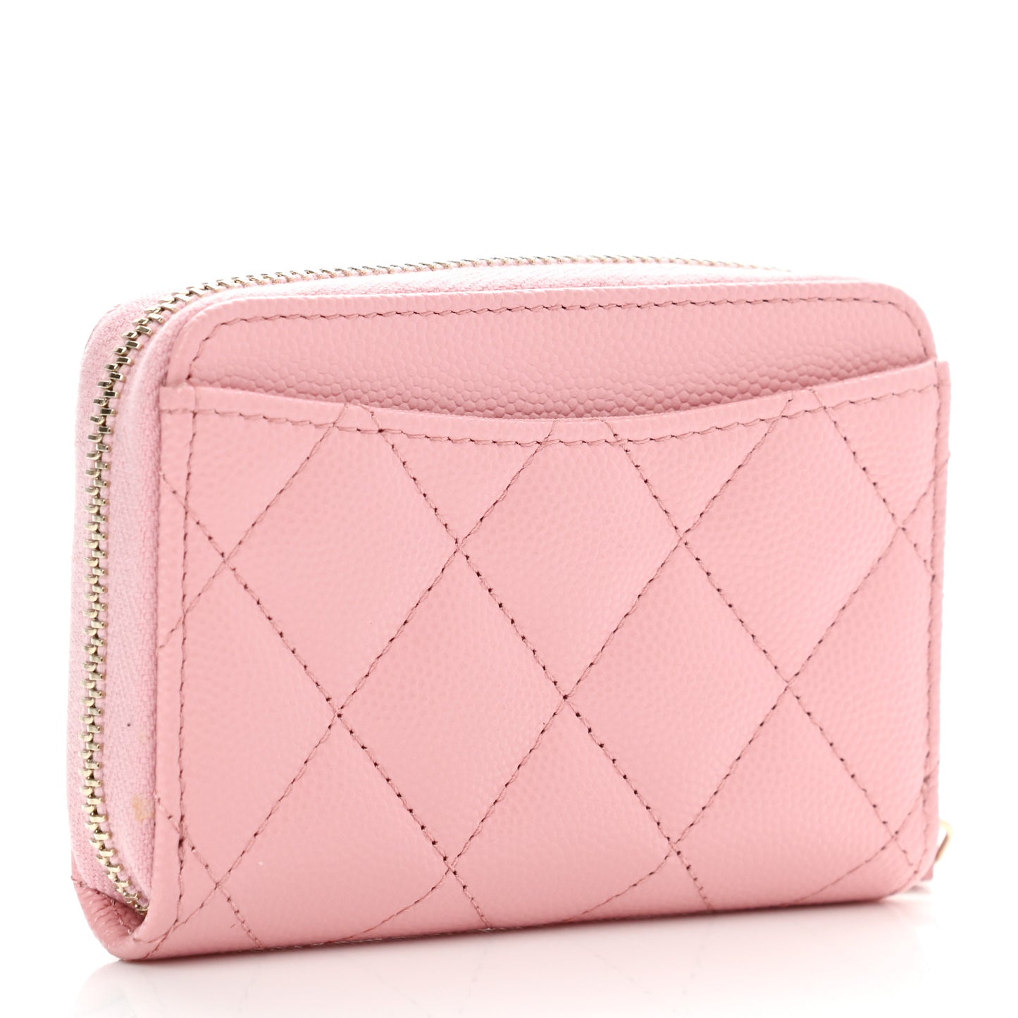 Caviar Quilted Zip Coin Purse Light Pink