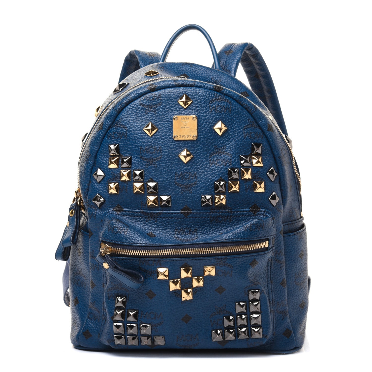 MCM Visetos Studded Small Stark M Backpack Blue 1 of 31