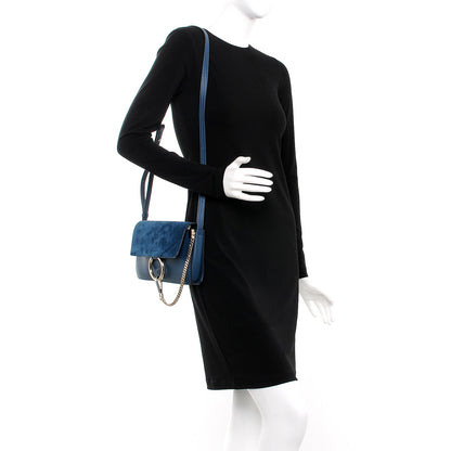 Chloe Suede Calfskin Small Faye Shoulder Bag Majolica Blue 2 of 7