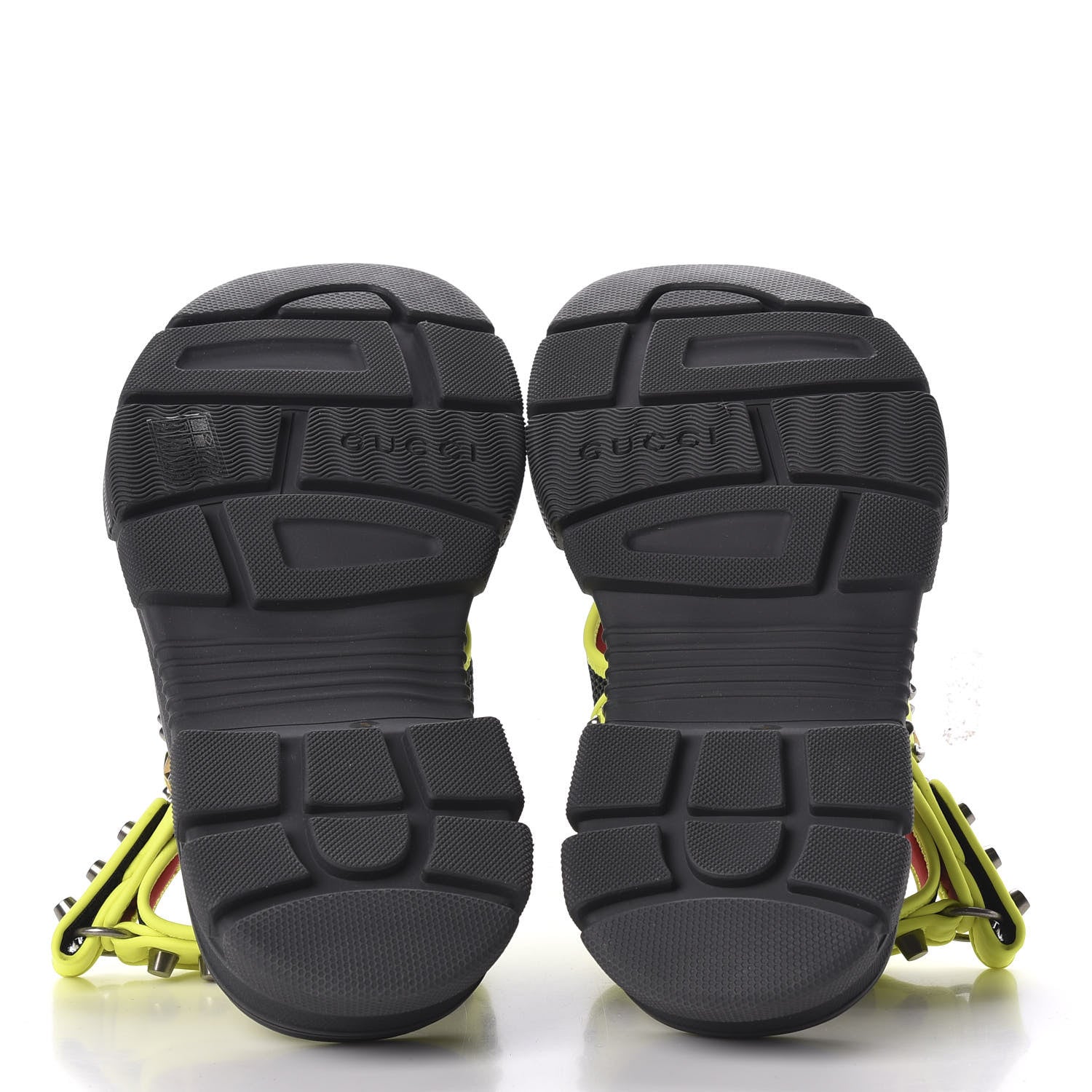 Gucci Technical Canvas Calfskin Studded Mens Aguru Sandals 9 Neon Yellow 5 of 8