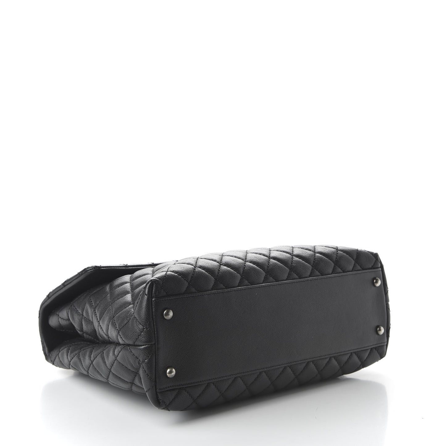 Caviar Quilted Large Coco Handle Flap Black