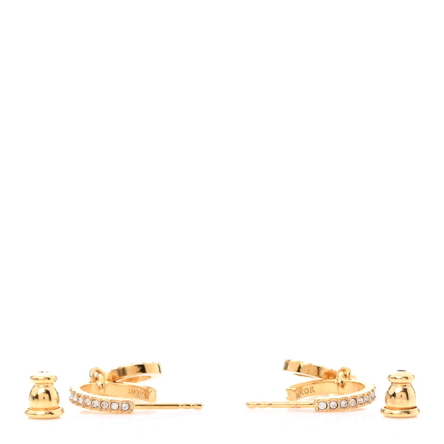 Christian Dior Crystal Clair D Lune Hoop Earrings Gold 3 of 5