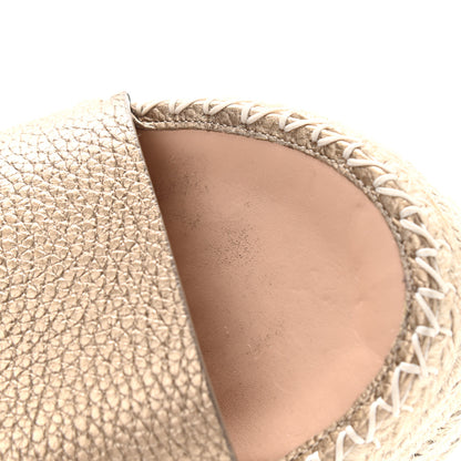 Valentino Garavani Metallic Grained Calfskin Rockstud Ankle Wrap Espadrille Flatform Sandals 41 Skin Natural 9 of 9