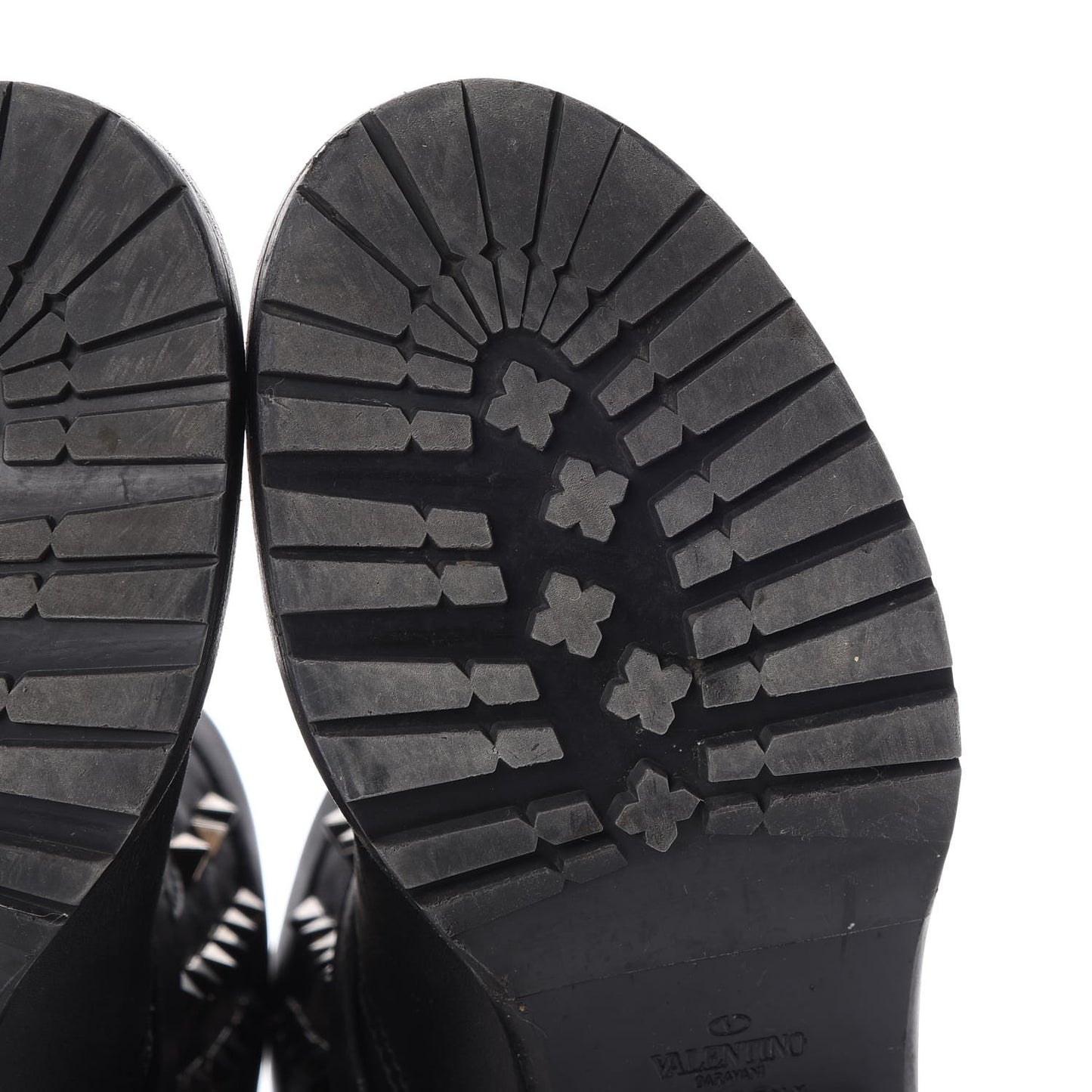 Calfskin Rockstud 30mm Biker Boots 38 Black