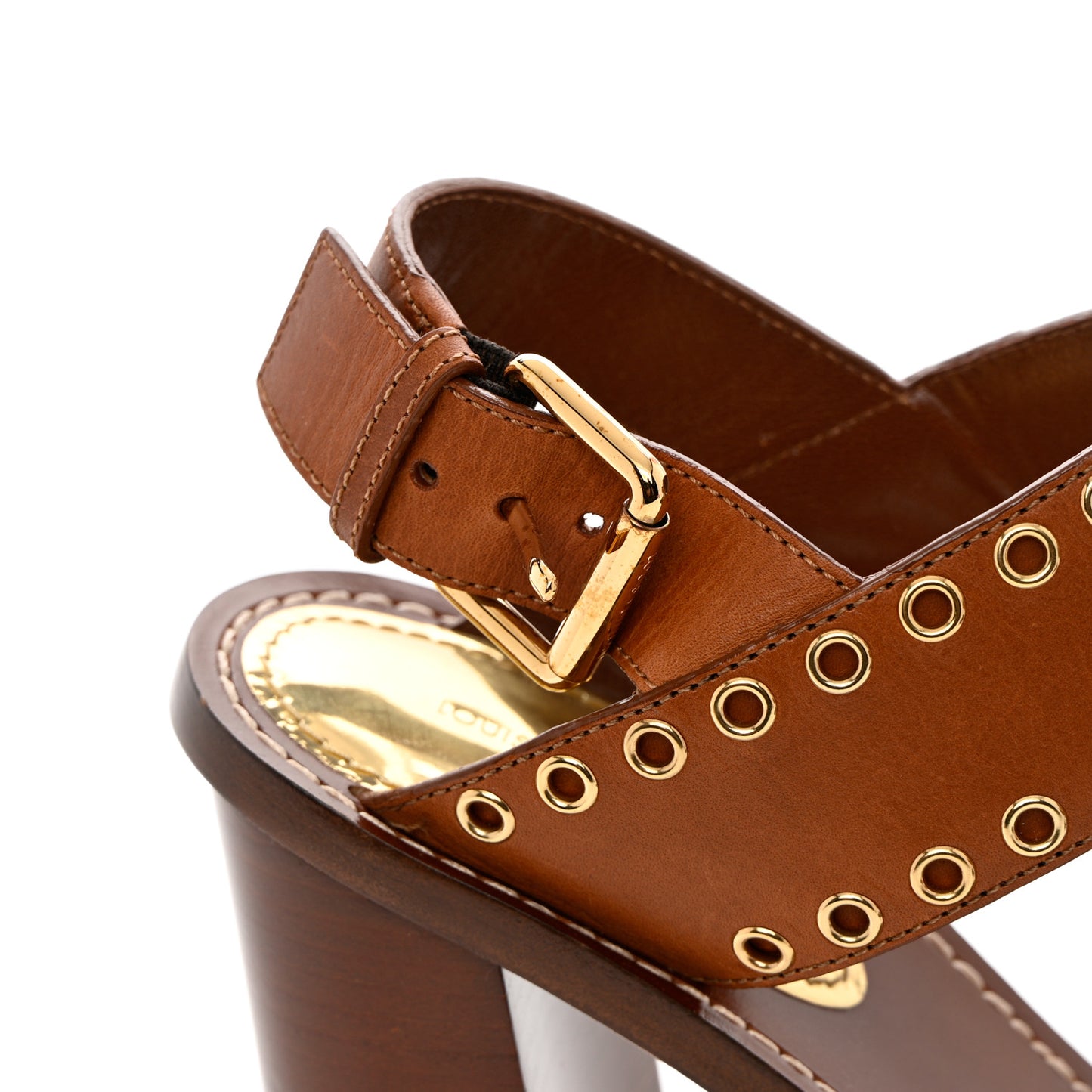 Calfskin Monogram Passenger Heeled Sandals 40 Cognac