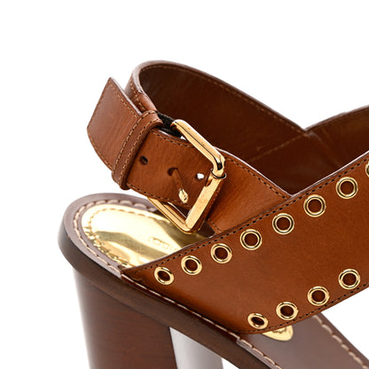 Louis Vuitton Calfskin Monogram Passenger Heeled Sandals 40 Cognac 9 of 10