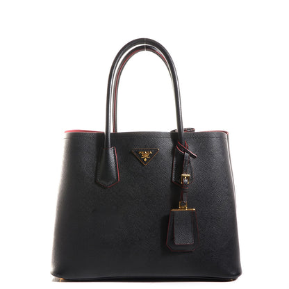 Prada Saffiano Cuir Small Double Bag Nero Black 1 of 17