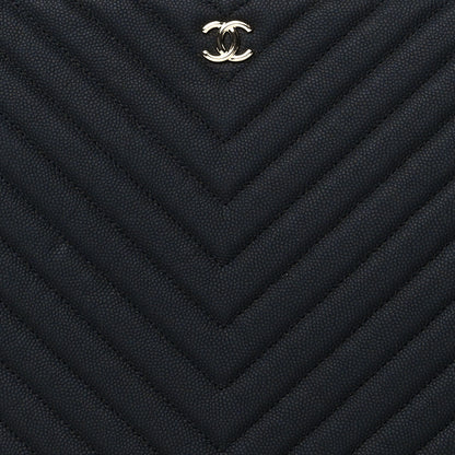 Chanel Caviar Chevron Quilted Medium Cosmetic Case Black 8 of 8