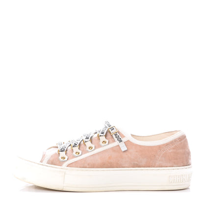 Christian Dior Velvet Walk'N'Dior Low Top Sneakers 38 Nude 1 of 7