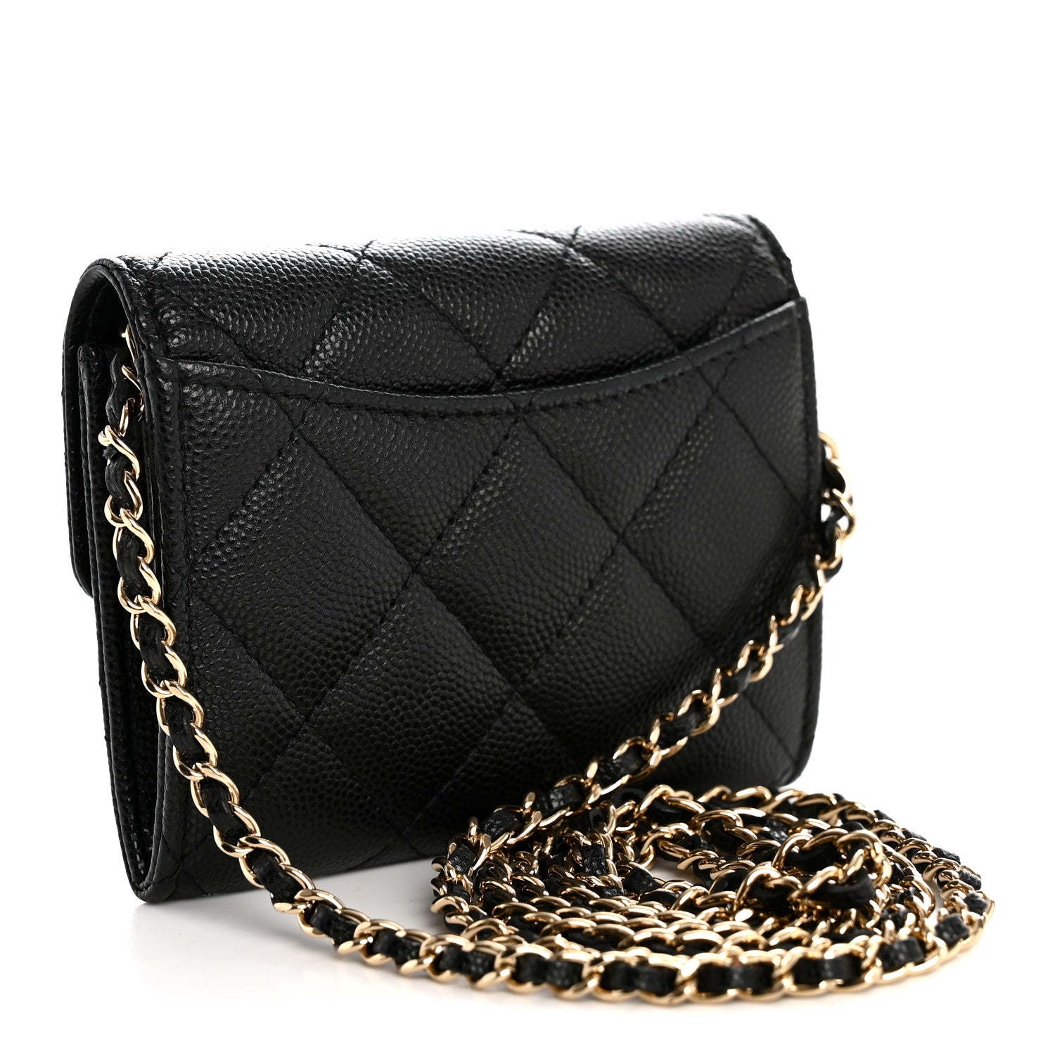 Chanel Caviar Quilted Flap Card Holder On Chain Black 3 of 10