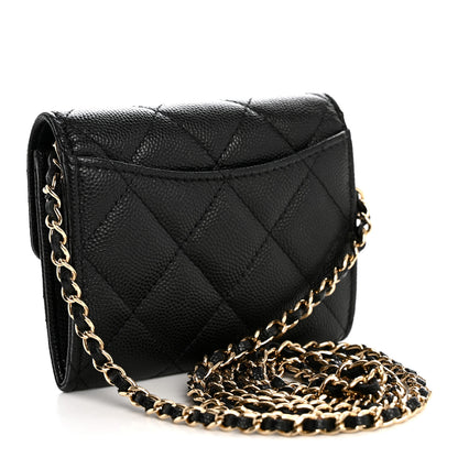 Chanel Caviar Quilted Flap Card Holder On Chain Black 3 of 10