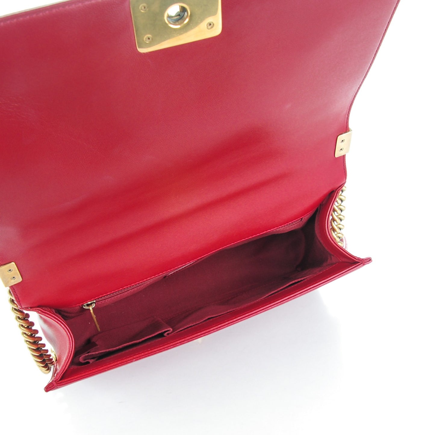 Lambskin Quilted New Medium Boy Flap Red