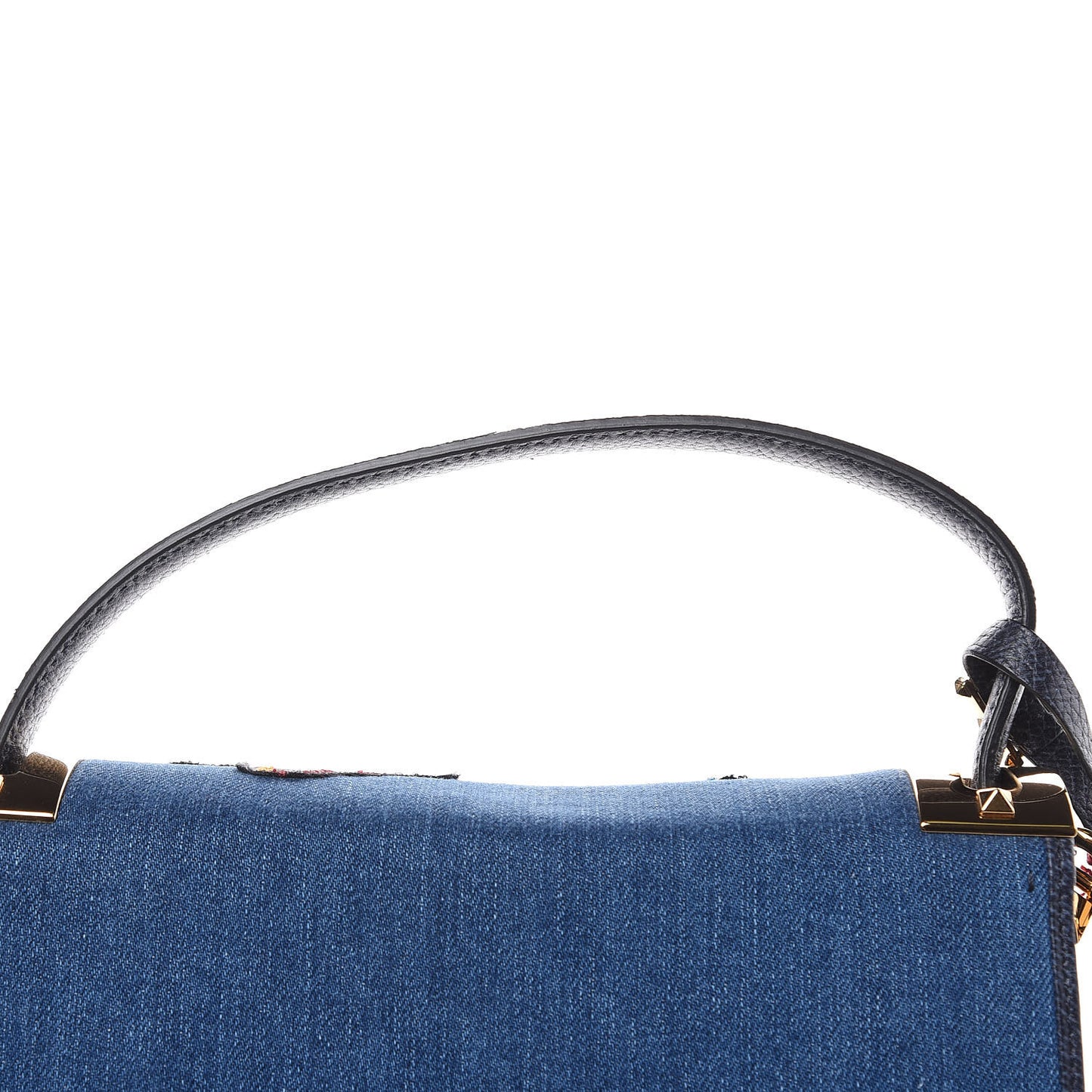 Denim Butterfly Embroidered Small My Rockstud Frame Bag Light Denim Multicolor