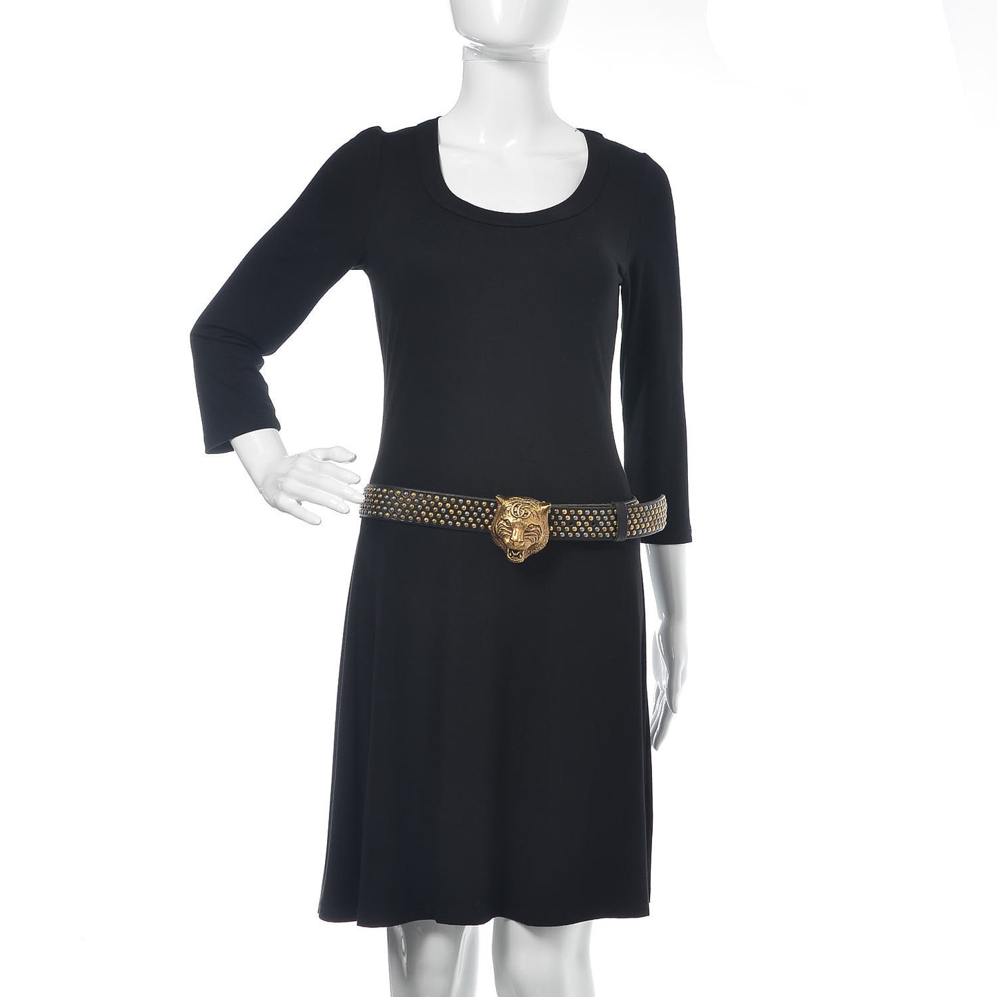 Calfskin Studded Feline Belt 100 40 Black