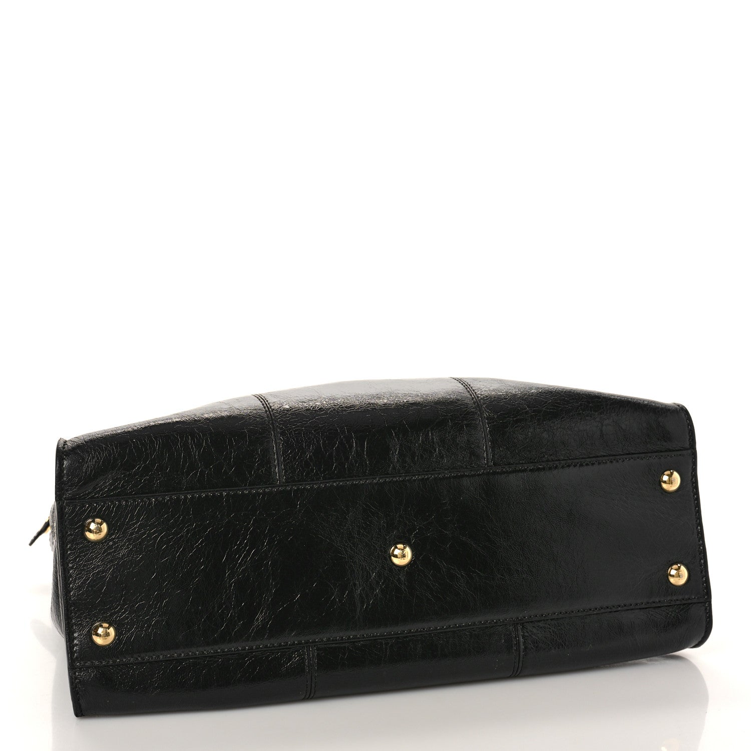 Fendi Agnello Old Shine Medium Peekaboo Iconic Satchel Black 4 of 8