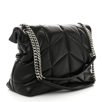 Saint Laurent Lambskin Quilted Medium Loulou Puffer Monogram Chain Satchel Black 3 of 10