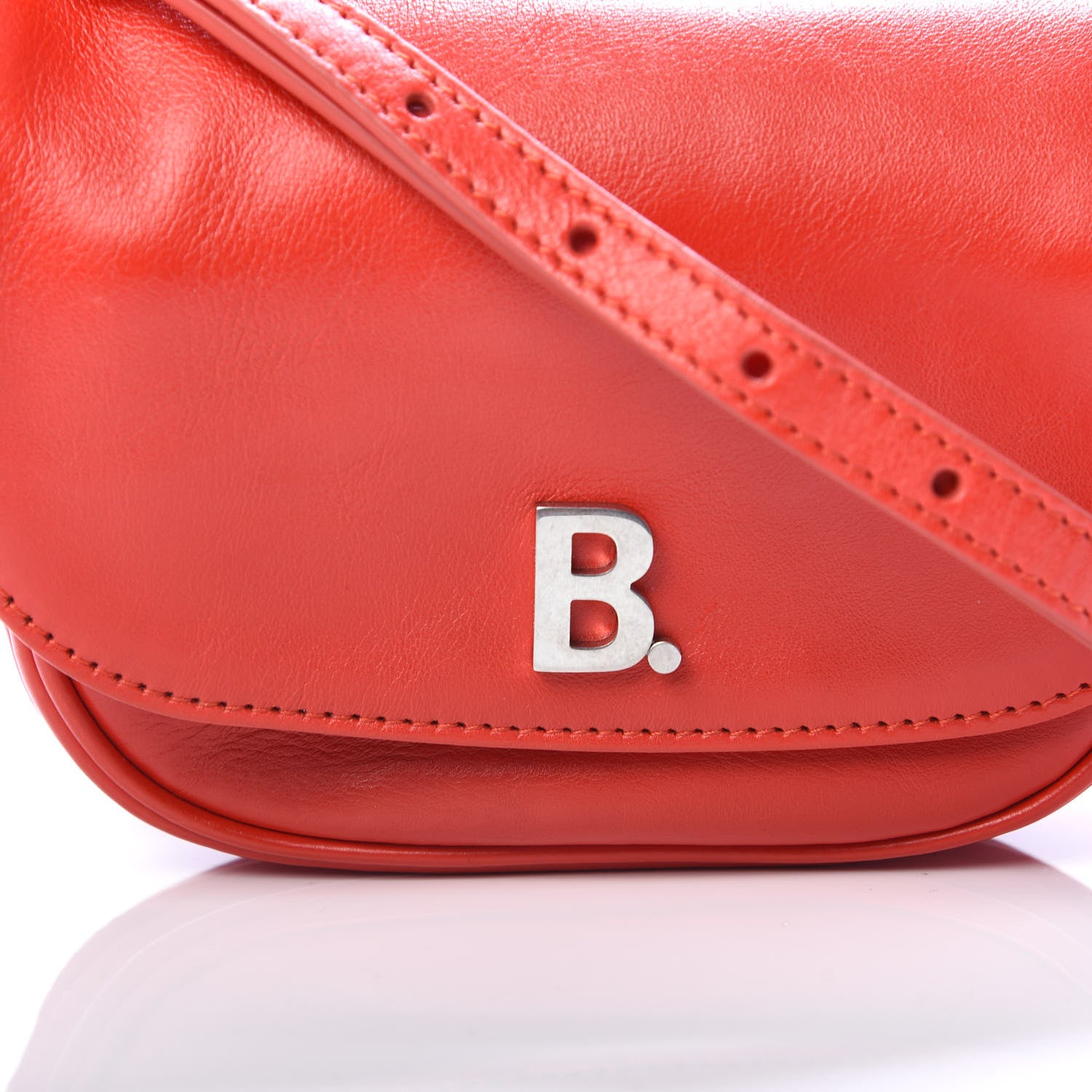 Balenciaga Calfskin Soft B Round Crossbody Bag XS Vivid Red 9 of 9