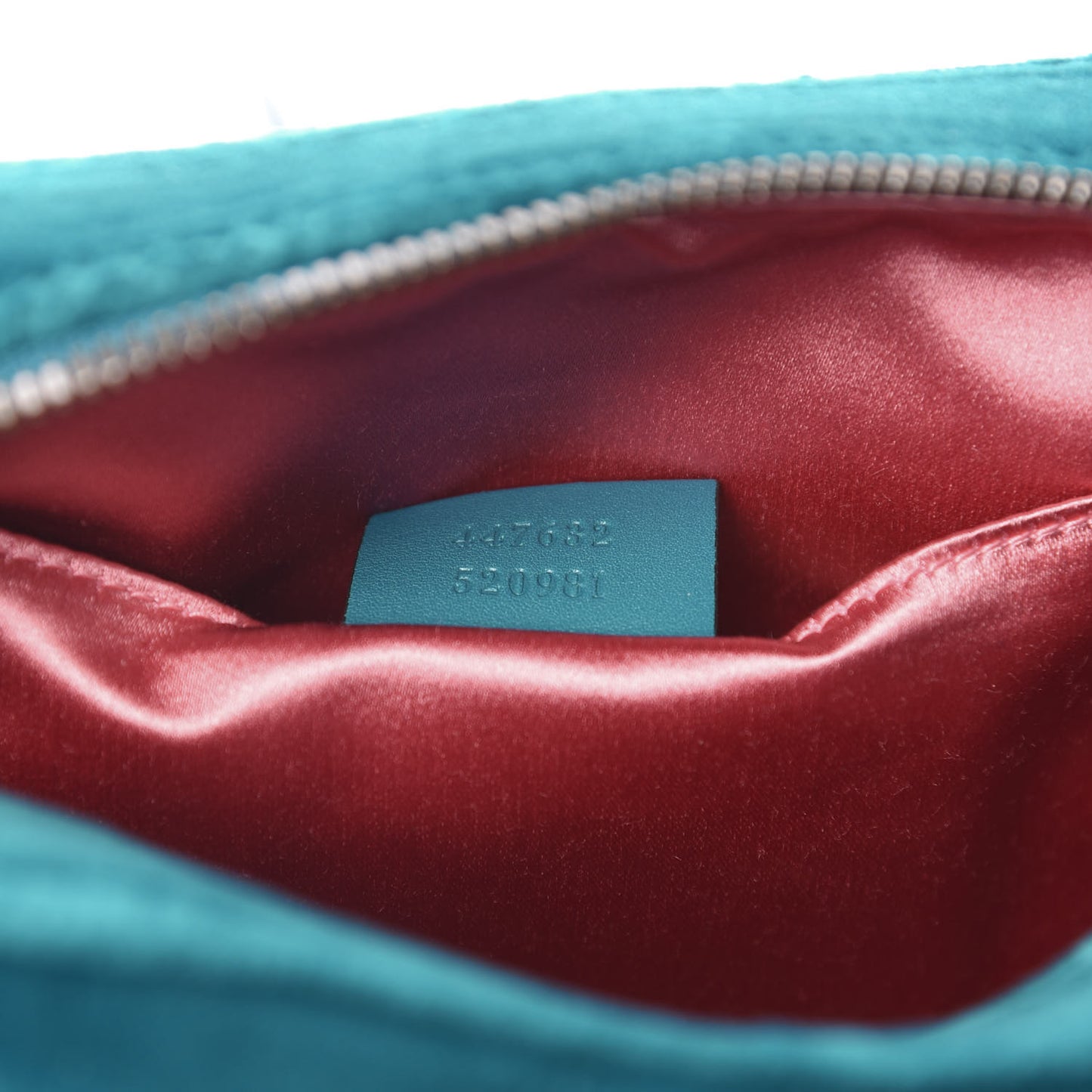 Velvet Matelasse Small GG Marmont Chain Shoulder Bag Pavone Cyan