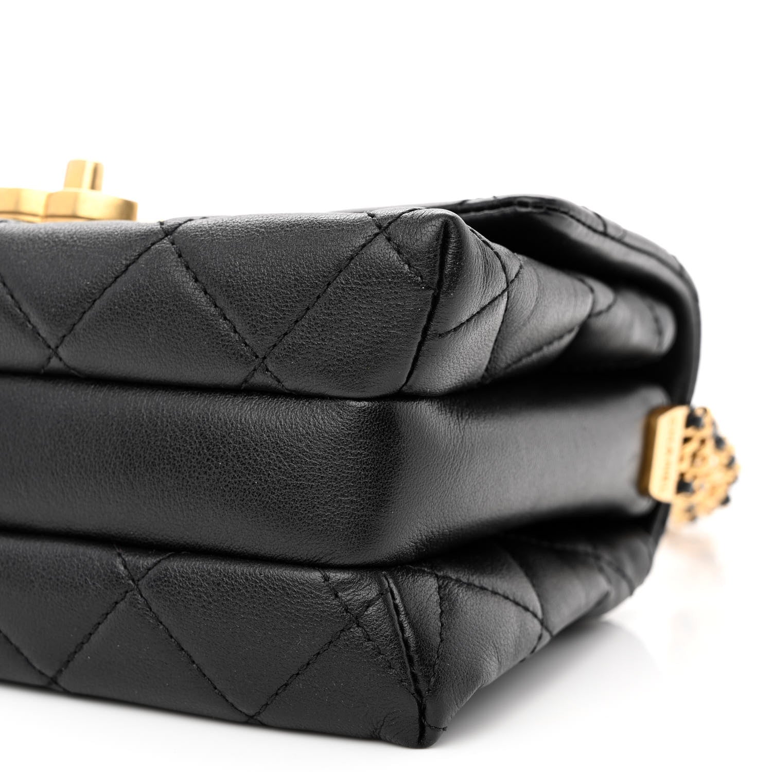 Chanel Calfskin Quilted Mini Chain Strap Flap Black 9 of 10