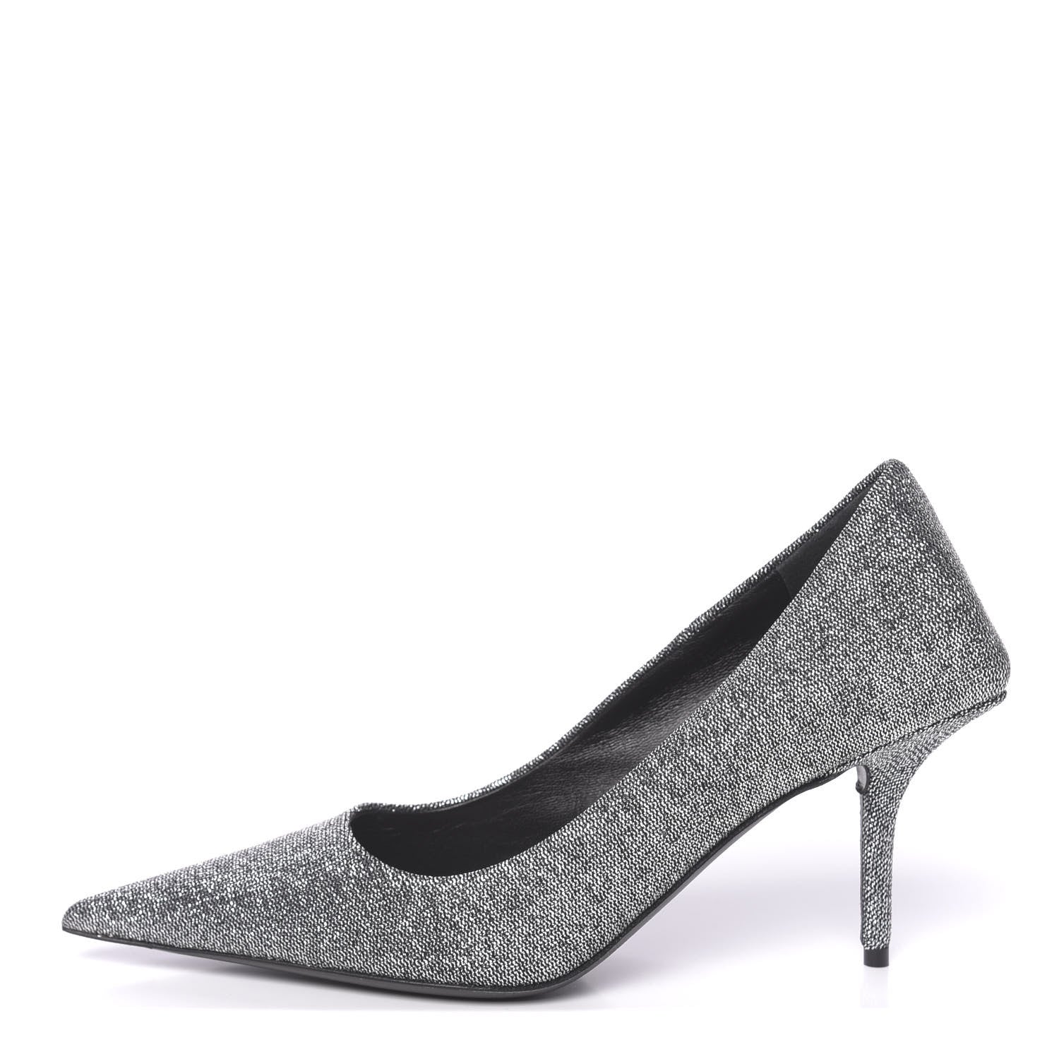 Balenciaga Shiny Fabric Square Knife 80mm Pumps 37.5 Silver 1 of 9
