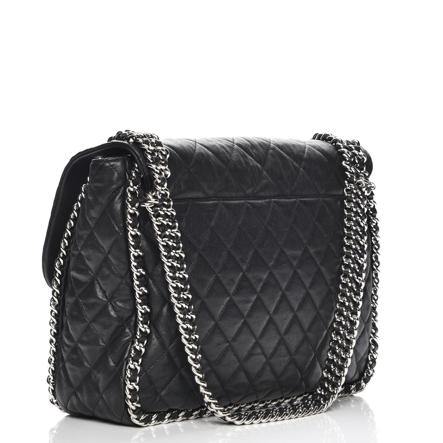 Chanel Washed Lambskin Quilted Maxi Chain Around Flap Black 3 of 7