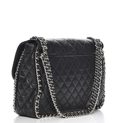 Chanel Washed Lambskin Quilted Maxi Chain Around Flap Black 3 of 7