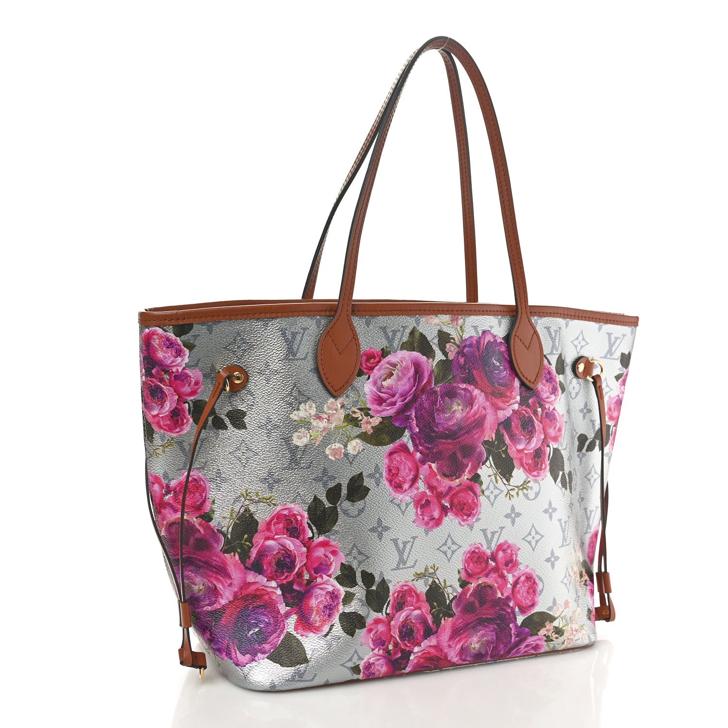 Louis Vuitton Metallic Monogram LV Garden Neverfull MM Silver 4 of 10