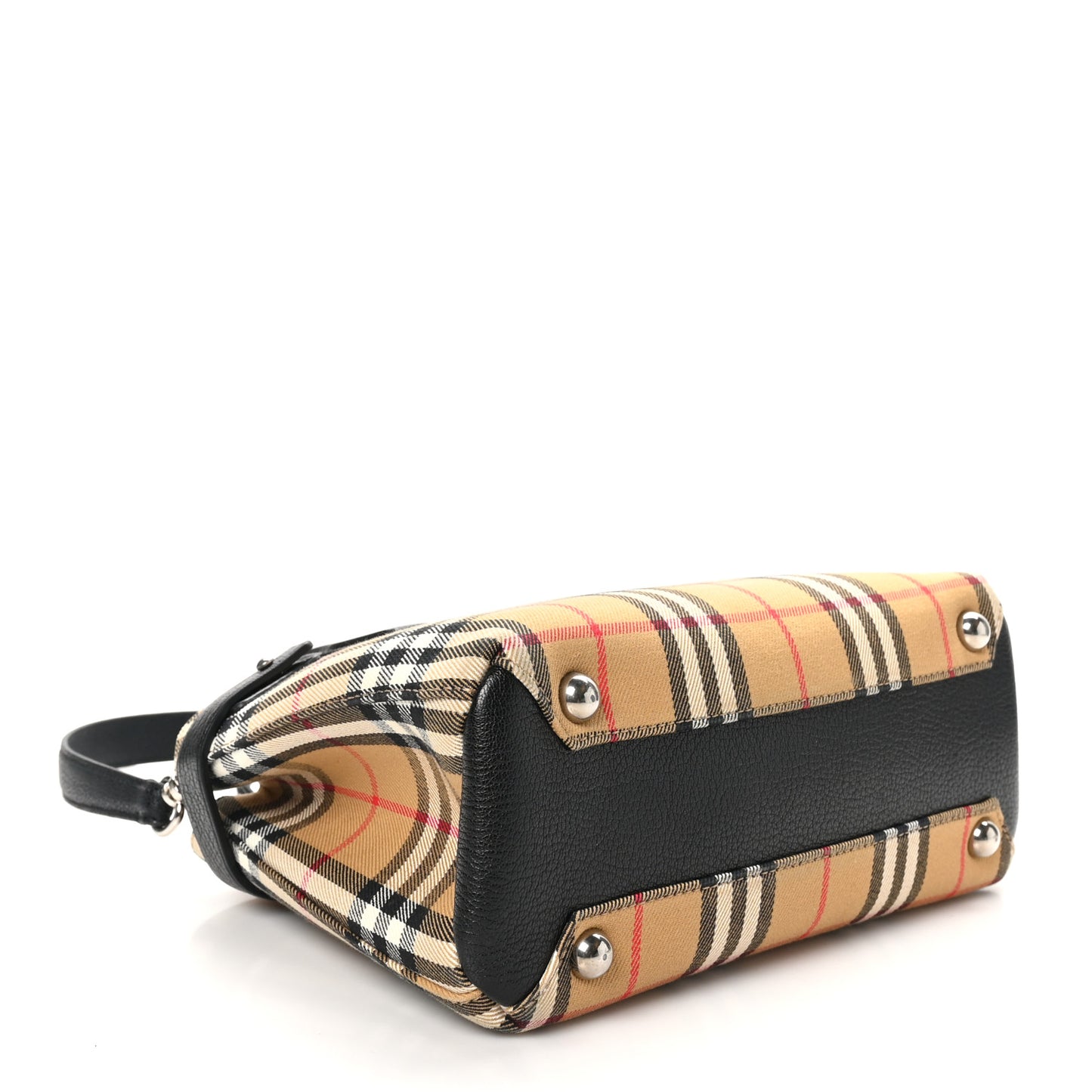Goatskin Vintage Check Small Banner Tote Black