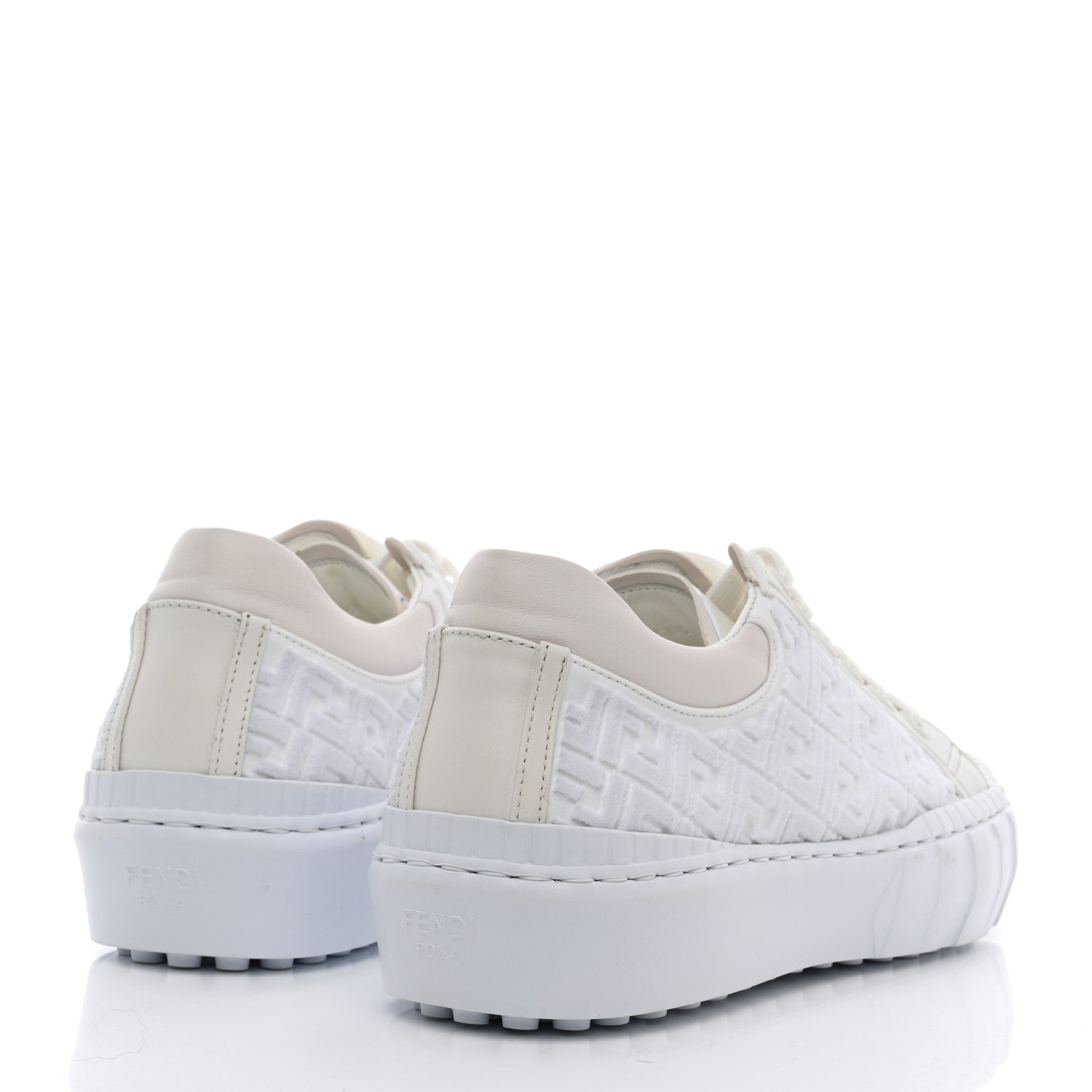 Fendi Velvet FF Calfskin Womens Fendi Force Low Top Sneakers 36 White 4 of 8