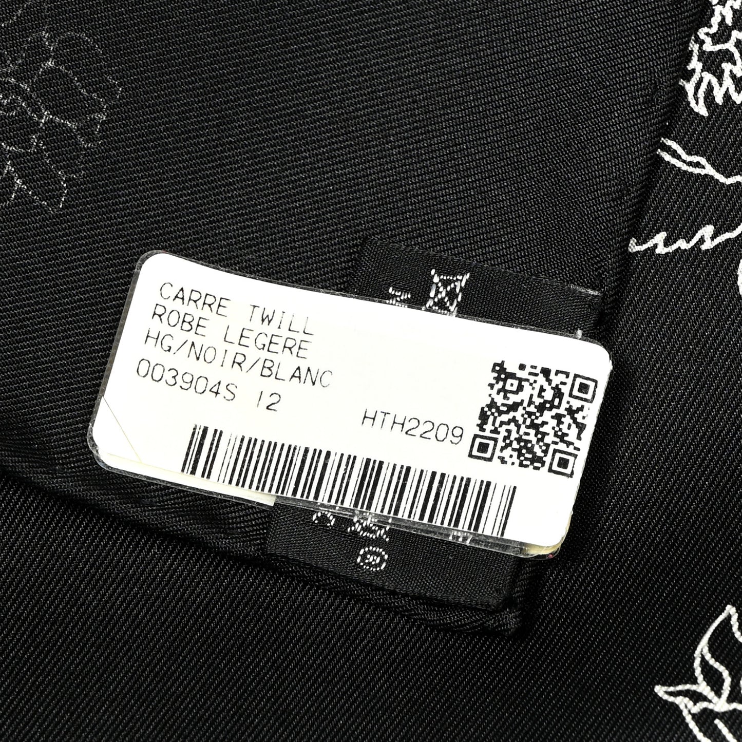 Silk Twill Robe Legere Scarf 90 Black White