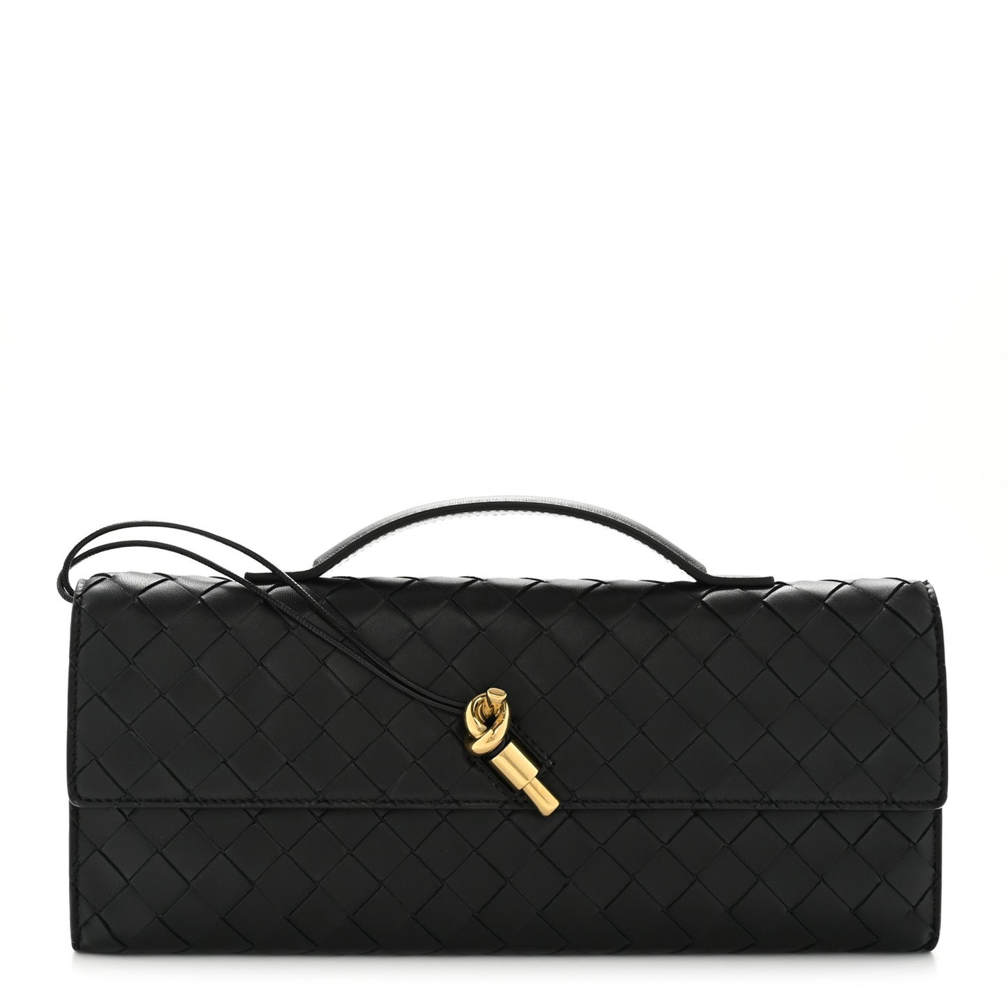Nappa Intrecciato Long Andiamo Top Handle Clutch Black
