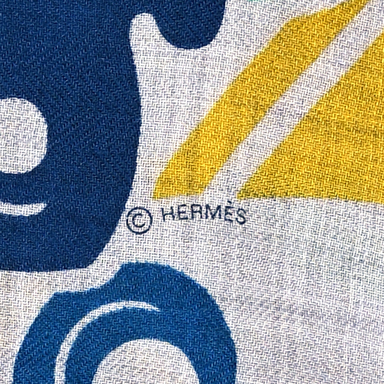 Hermes Cashmere Silk Garden of Harnesses Rectangle Scarf Gris Chine Jaune Vert 5 of 5