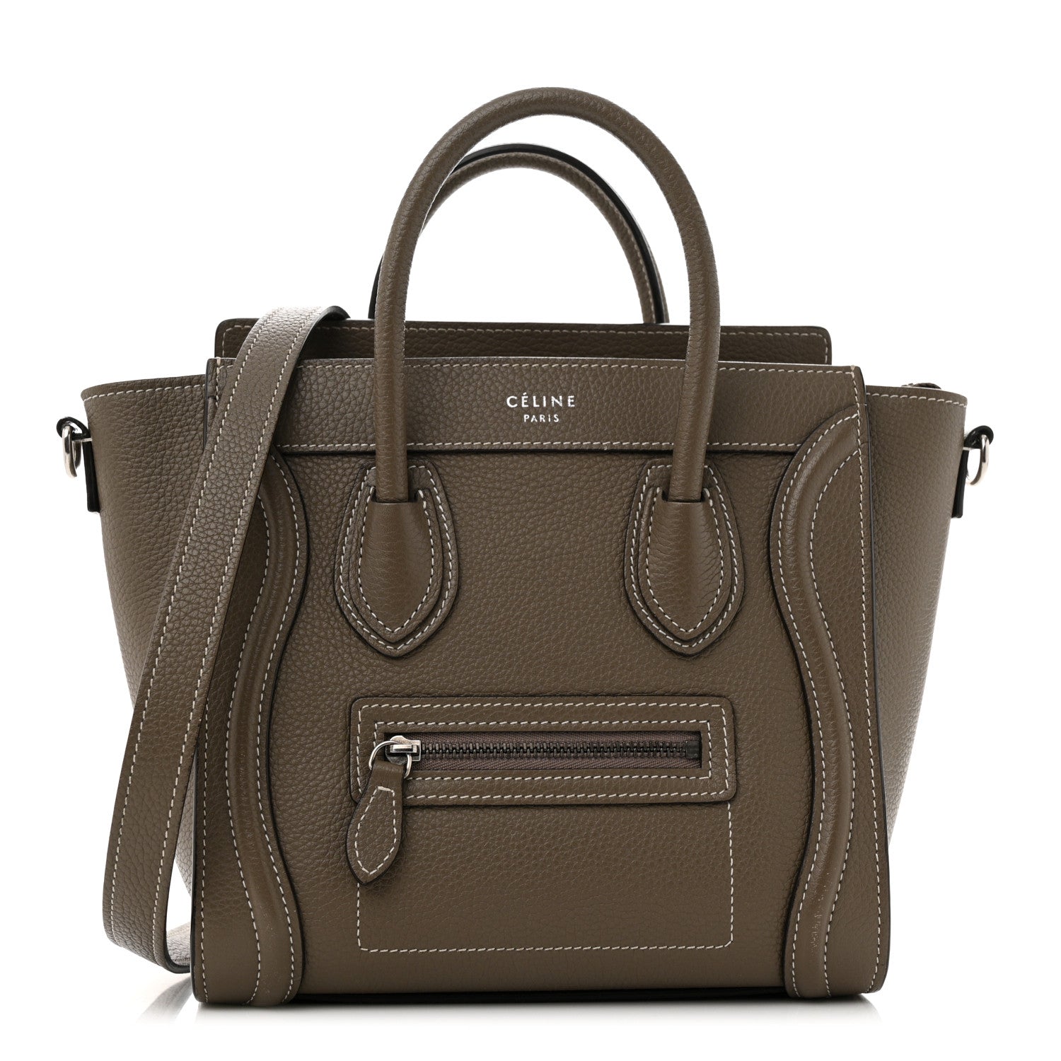 Celine Drummed Calfskin Nano Luggage Souris 1 of 10