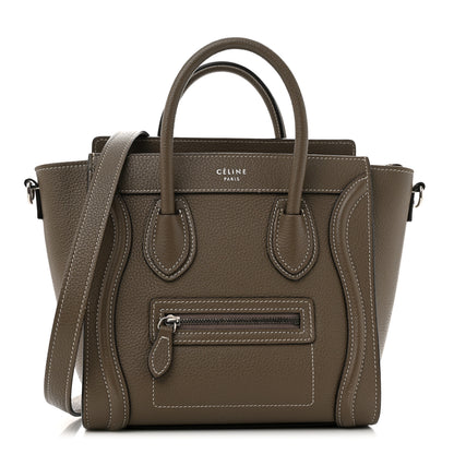 Celine Drummed Calfskin Nano Luggage Souris 1 of 10