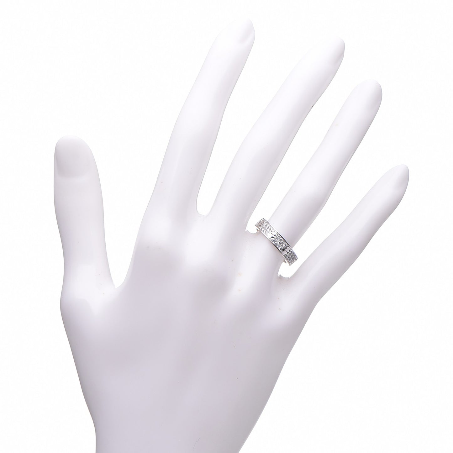 18K White Gold Diamond 4mm LOVE Wedding Paved Band Ring 48 4.5