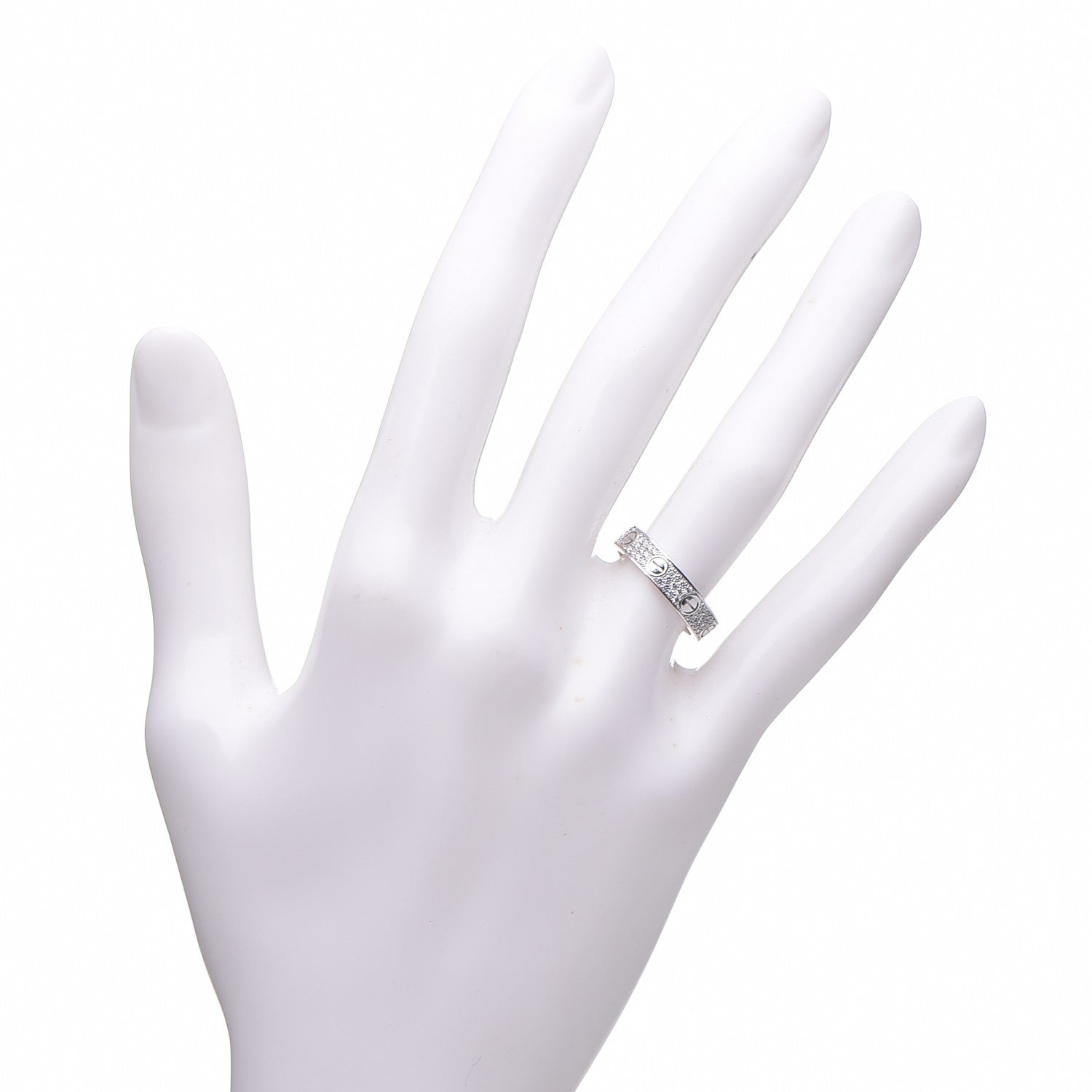 Cartier 18K White Gold Diamond 4mm LOVE Wedding Paved Band Ring 48 4.5 2 of 4