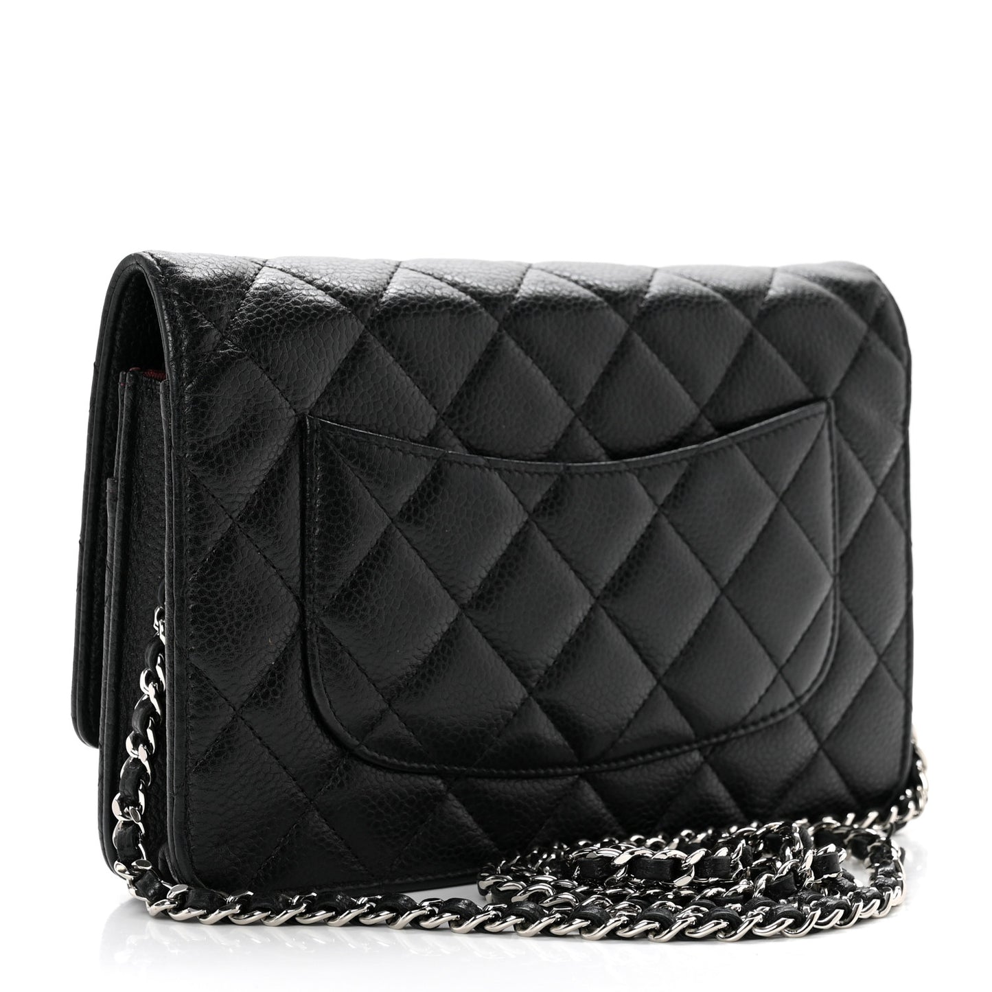 Caviar Quilted Wallet on Chain WOC Black