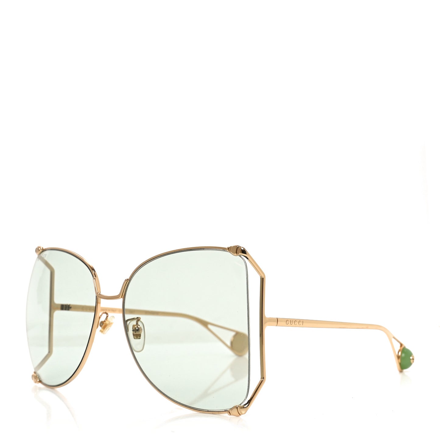 Oversized Round Sunglasses GG0252S Gold Green
