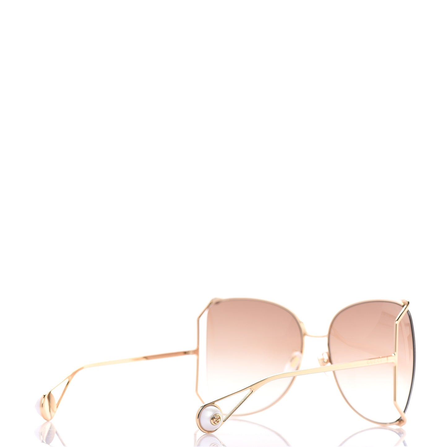 Oversized Round Sunglasses GG0252S Gold Brown
