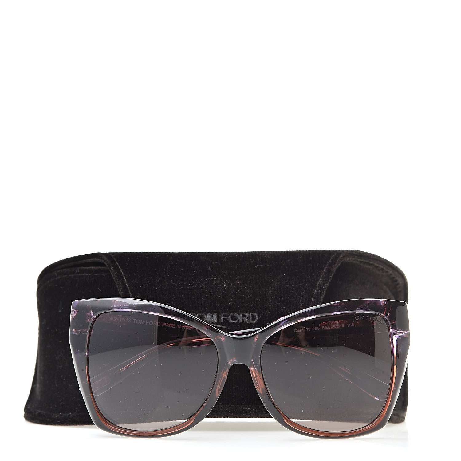 Tom Ford Carli Oversize Square Cateye Sunglasses TF295 Havana Purple 8 of 8