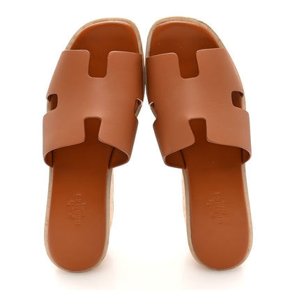 Hermes Calfskin Cork Eze 30 Sandals 37 Marron Glaise 2 of 7