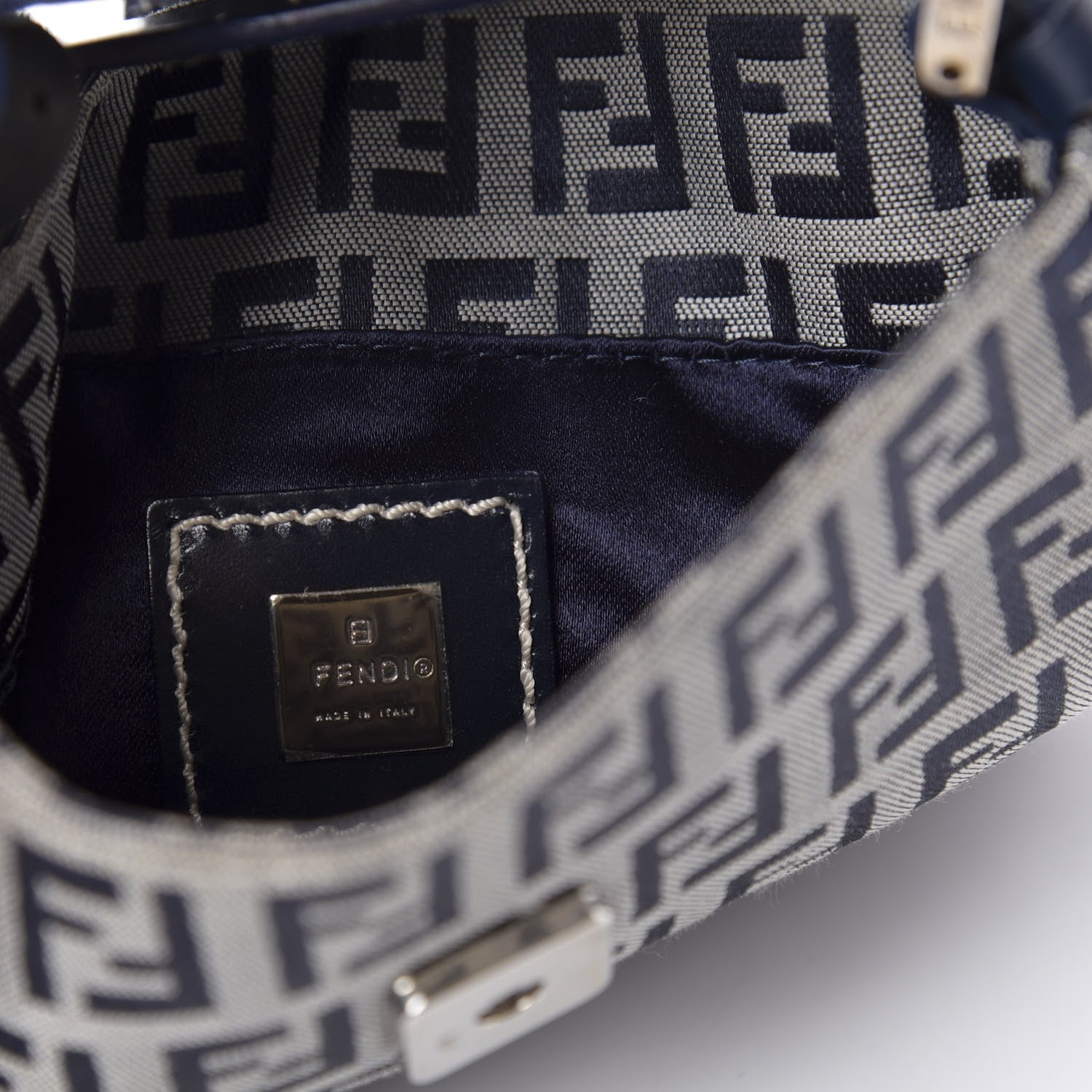 Fendi Zucchino Mini Shoulder Bag Navy Blue 8 of 9