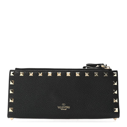 Valentino Garavani Pebbled Calfskin Rockstud Continental Wallet Black 1 of 9