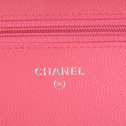 Chanel Caviar Chevron Wallet On Chain WOC Pink 6 of 8